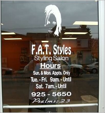 Fat Styles Hours Sign